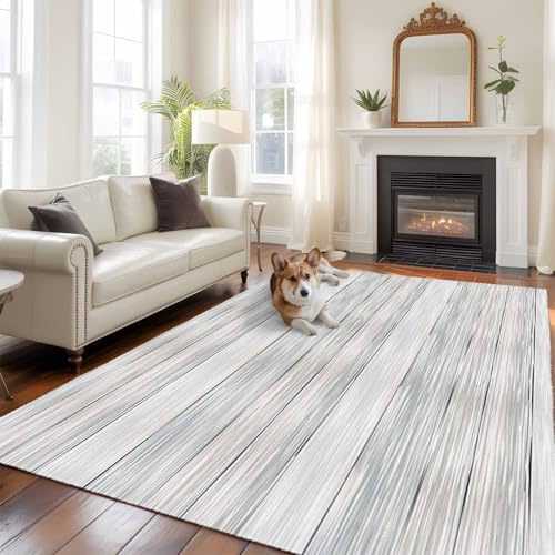 Gray Wood Large Area Rugs 8'x10' for Living Room Bedroom,