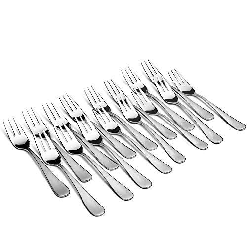 Snamonkia Dessert Forks Stainless Steel, 16-Pieces 5.4 Inches, Small Appetizer Salad Forks, 3-Tine Portable Cocktail Fruit Forks for Party Travel