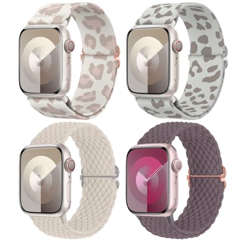 Image of Delidigi Stretchy Bands Compatible for Apple Watch Band Women 40mm 38mm 41mm 42mm 44mm 45mm 46mm 49mm, Nylon Braided Straps for iWatch Series 11 10 9 8 7 6 SE 5 4 3 Ultra 3 2 1