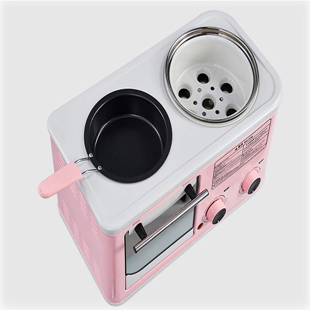 Mini Macchina Elettrica per La Colazione, Domestico 3 in 1 Macchina Prima Colazione, Mini Forno del Pane Forno per La Pizza Padella Tempo E Temperatura Regolabili,Blue