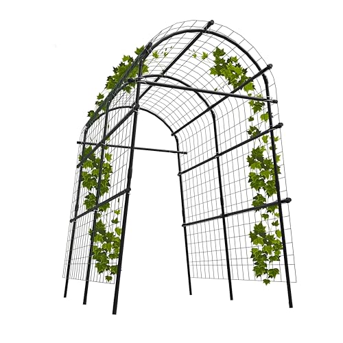 Garden Arch Trellis, 7.5FT Extra Tall Polyethylene-Coated Stainless Steel Garden Trellis for Climbing Plants, Vegetables, Flowers, Outdoor Pergola Arbor Wedding Party Decoration, Cucumber Trellis, Gar - Thumbnail 7