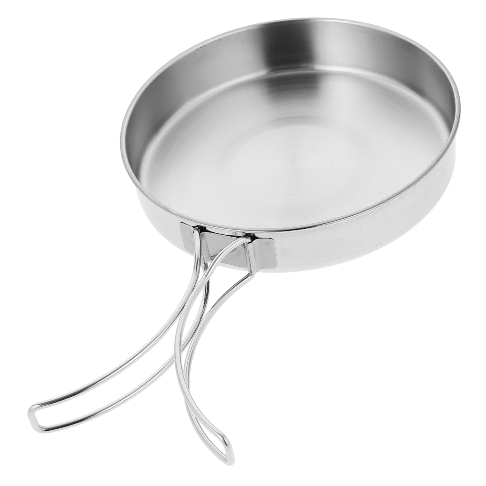 PRETYZOOM Stainless Steel Portable Frying Pan with Non Stick Surface for Outdoor Cooking Hiking and Camping Lightweight and Compact Design with Folding Handle for