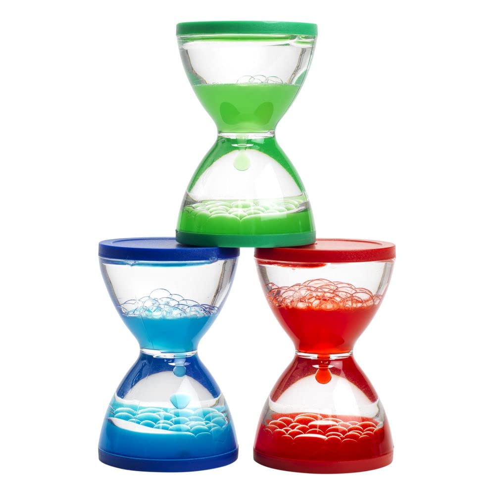 Excellerations Small Liquid Timers Set of 3 - Sensory Play, Calming Fidget Toy for Kids - Liquid Motion Bubbler, Visual Stimulation, Assorted Colors - Sensory Timers, Self-Regulation