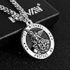HZMAN Saint Michael Necklace for Men Stainless Steel Retro Archangel Round Medal Pendant Necklace Jewelry Gift #2