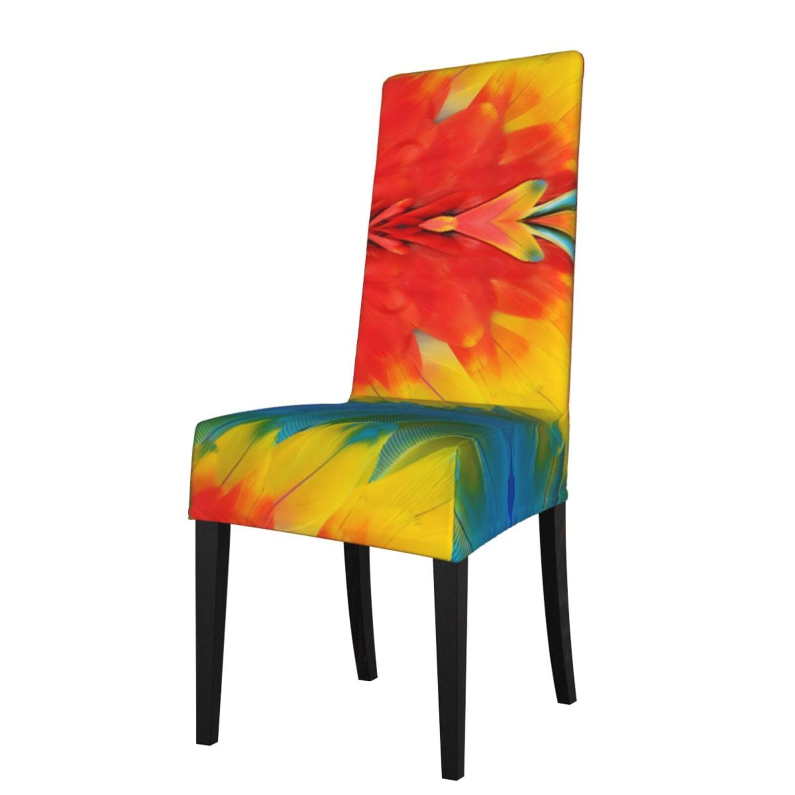 YYHWHJDE Fantastic Parrot Feather Prints Protection Cover for Dining Chair – Stretch Slipcovers for a Fresh, Refreshed Dining Room Look!