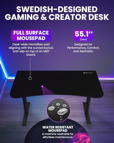 Image of Arozzi Arena Medium Gaming Desk Pure Black