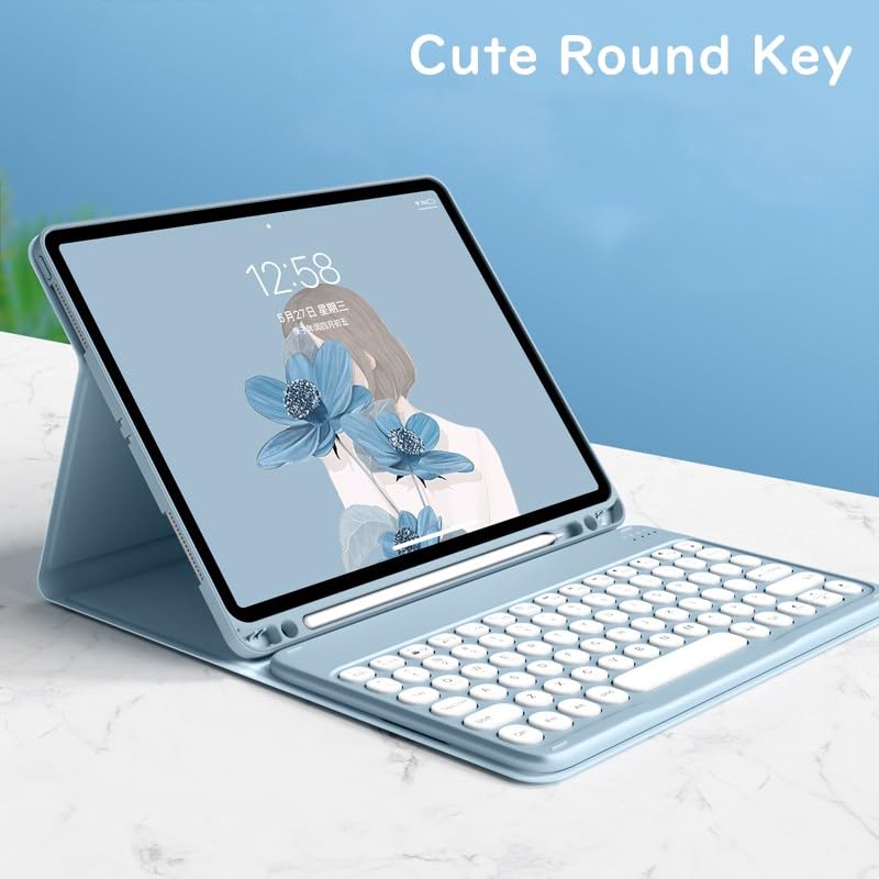 Clavier iPad Pro 11 M5 M4 étui protection bleu touches rondes - 4