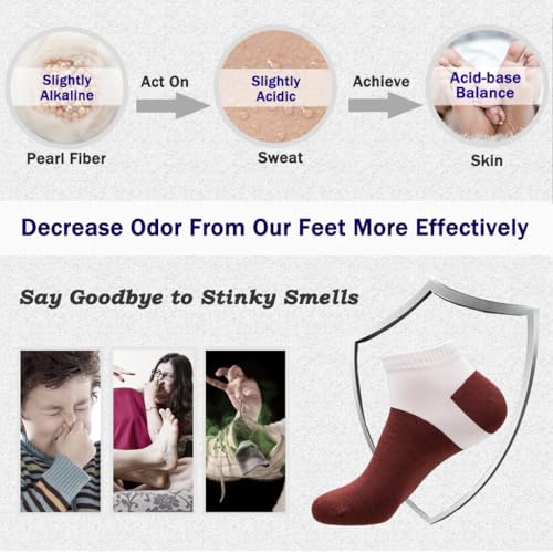 Mens Low Cut Socks Pearl-Fiber Decrease-Odor Moisture-Wicking Ankle Socks (5 Pack)4