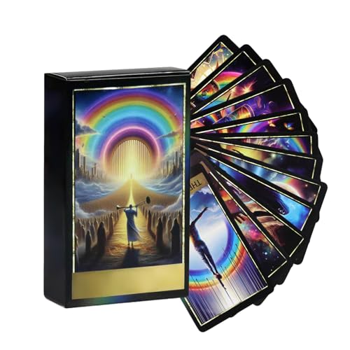 Mimoqk Rainbow Tarot Deck, Classic Intuitive Antike Design Karten, Full English Wahrsagen-Set, interaktives tragbares Brettspiel für Ritual Reading, Spirituelle Praxis, Party Use 4,13 x 2,44 x 1,1