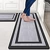 Mattitude Kitchen Mat [2 PCS] Cushioned Anti-Fatigue Non-Skid Waterproof Rugs Ergonomic Comfort Standing Mat for Kitchen, Floor, Office, Sink, Laundry, Black and Gray