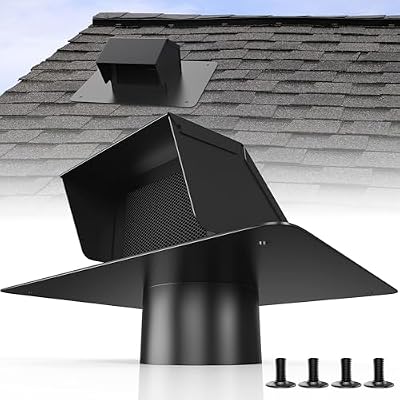 4 Inch Roof Vent Cap - Heavy Duty Steel Removable Roof Vents with Back-Draft Damper, Roof Vents for Houses Attic,Kitchen Range Hood,Dryer and Bathroom, Roof Exhaust Vent for Ventilation System