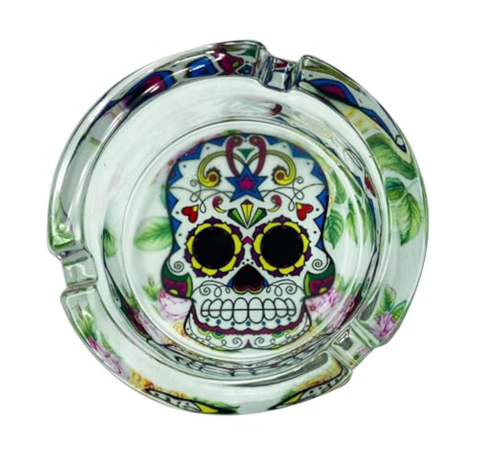 Black Eyes Skull Glass Ashtray, Classic Style