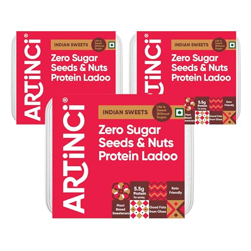 Image of Artinci Sugar Free High Protein Laddu -190 g x 3 Packs | Low Carb Keto Friendly | Vegan Protein Laddoo with Seeds & Nut Flour | Diabetic Friendly | As Seen on Shark Tank India
