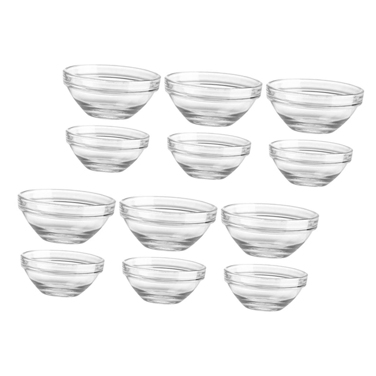 COLLBATH 12pcs Bozai Cake Bowl tomato sauce platter clear food bowls prep bowls soup bowl bbq dipping tray mini milk bowl cake baking bowl pudding bowls Glass Multifunction Accessories