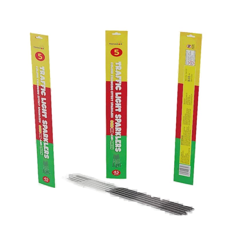 B4E Pack of 45cm (18") Traffic Light Indoor Sparklers | Colour Changing Effect | Gold, Red and Green (10 Sparklers)