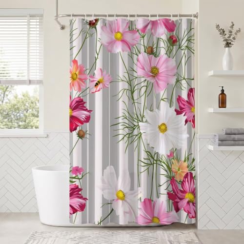Rideau de douche anti éclaboussures Fleurs Sauvages pour sol toujours sec