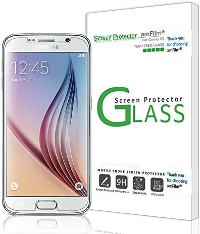 amFilm Glass Screen Protector for Galaxy S6, Tempered Glass, with complimentary PET Back Film