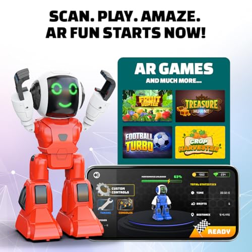Image of Mirana Moonwalker | Smart Interactive Chat-GPT AI Robot Toy for Kids | USB Rechargeable Type-C | AR Games & in-Built Bluetooth Speaker | Remote & App Controlled | Gift for Boys & Girls 2+ Years (Red)
