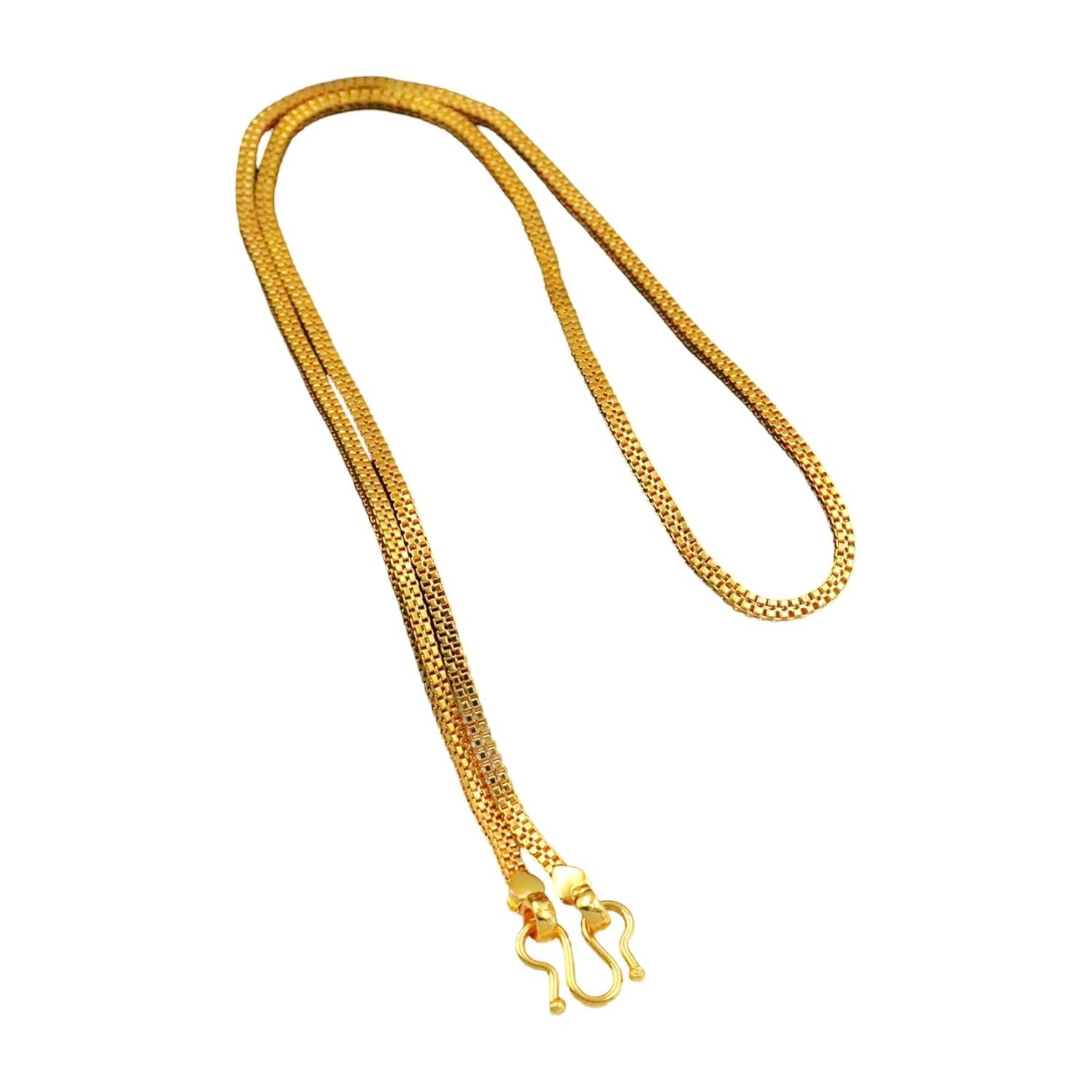Luxury 22 Inch Gold Chain for Men | Premium Square Box Link Necklace | Anniversary Birthday Gift for Husband or Father | Elegant Gold Plated Jewelry with Secure W-Hook-image-33