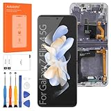 Original Screen for Samsung Galaxy Z Flip 4 Inner Foldable Screen Replacement for Galaxy Z Flip 4 5G LCD Screen SM-F721B Touch Display Digitizer Assembly Repair Parts(Purple with Frame)(US Version)