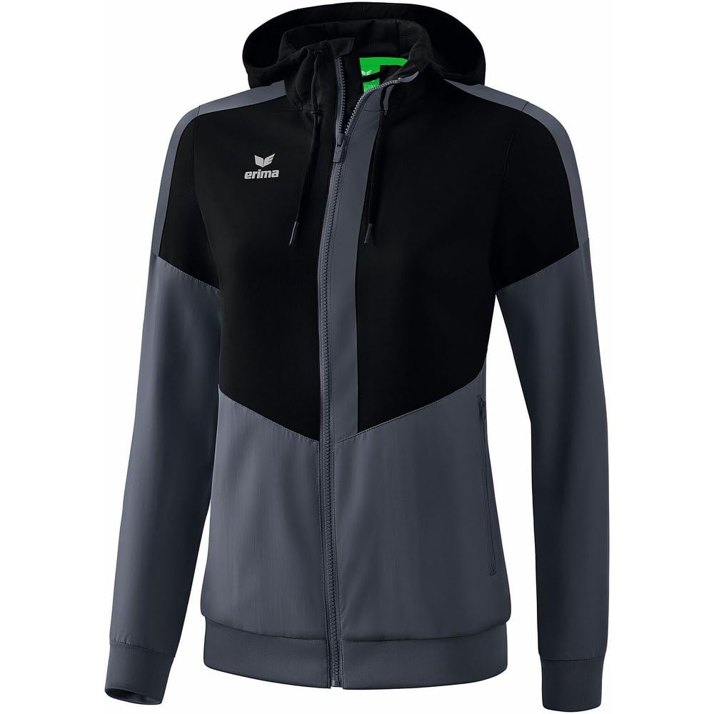 Erima Squad Track Top Jacket with Hood - Black/Slate Grey, 44