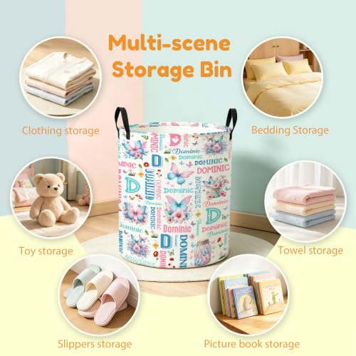 Image of Custom Butterfly Laundry Hamper, Personalized Laundry Basket with Name, Customized Dirty Clothes Basket for Clothes Toy Bathroom Bedroom Storage,S-16.5 inchX 13.8 inch