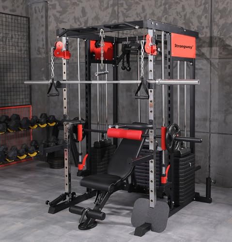 Strongway® Multi Gym Smith Machine with Weights 265.5KG Weight Stack Included - Multifunction Home Gym Dual Cable Pulley Dip Station Pull Up Bar Strength Training - Image 5