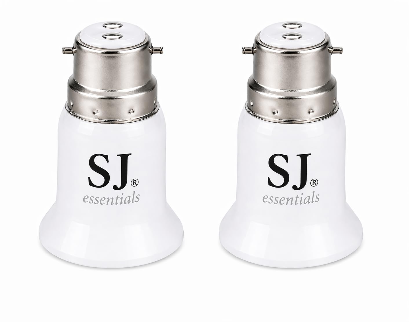 Sj Essentials White B22 To E27 Socket Converter, E27 To B22 Lamp Holder Adapter, Light Bulb Converter For Led, Incandescent, Cfl Bulbs, 100-250V Durable Lamp Base Adapter (2)