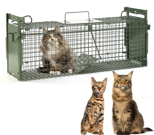 40' 2-Door Large Live Animal Traps for Stray Cats up to 17.6 pounds, Raccoons, Squirrel, Skunk,...