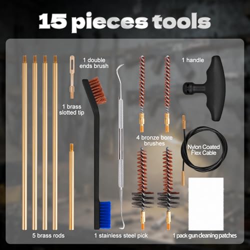 BOOSTEADY Pro .223/5.56 Kit de Nettoyage pour Fusil avec Brosses à Chambre à Alésage, kit de Pick de Nettoyage, Tige de Nettoyage en Laiton dans Un Étui – Image 3