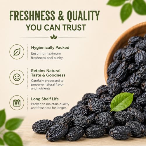 Image of Go Vegan Premium Afghani Black Raisins Seedless | Kali Kishmish /Kismis | Dry Fruits, Healthy Snacks | Rich in Fiber, Potassium & Antioxidants | Tasty & Nutritious (250 Gram)
