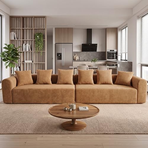 Image of Claiks 142 inch Cloud Boneless Couch, Modular Sectional, Brown