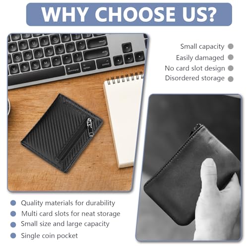 Slim Bifold Wallet for Men with Zipper Coin Pocket, Leather RFID Blocking Pouch, Black Compact Minimalist Front Pocket Wallets for Men with ID Window and 7 Card Slots (Black)4
