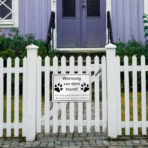 TAKULA Warnung vor dem Hund Schilder-Achtung Hund Schild-25 * 18CM Gebürstetes Metall Vorsicht Hund Schild|1 Stück