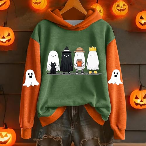 Sudaderas con capucha de Halloween para mujer, lindas sudaderas con capucha con gráfico espeluznante, divertidas sudaderas de manga larga, verde, 4XL Sudaderas con capucha de Halloween para mujer, lindas sudaderas con capucha con gráfico espeluznante, divertidas sudaderas de manga larga, verde, 4XL