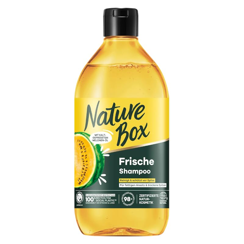 Nature Box - Pack de 6 champús frescos con aceite de melón prensado en frío, 385 ml