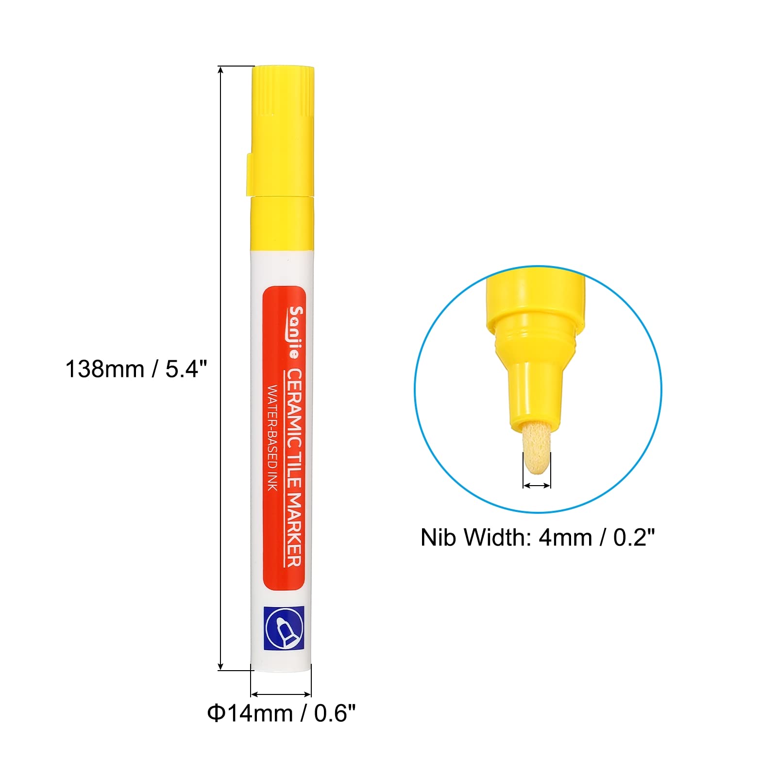 PATIKIL Lechada Bolígrafo, 4Pcs Rotulador Juntas Azulejos, Blanqueador de Juntas, Lápiz para Restaurar las Lechadas de Pared Piso Baños y Cocina, Amarillo
