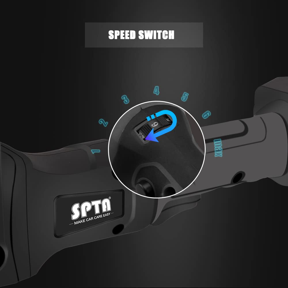 SPTA Pulidora de coche, pulidora de rotación forzada, almohadilla de pulido eléctrica, juego de pulido de automóviles y