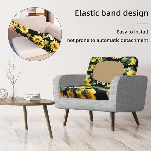 Image of 8Pcs Stretch Patio Cushion Covers,Outdoor Couch Covers Replacement,Outdoor Couch & Sofa Slipcovers,for Patio Furniture Cushion Covers,Washable Reusable Furniture Protector(Sunflower,Cover Only)