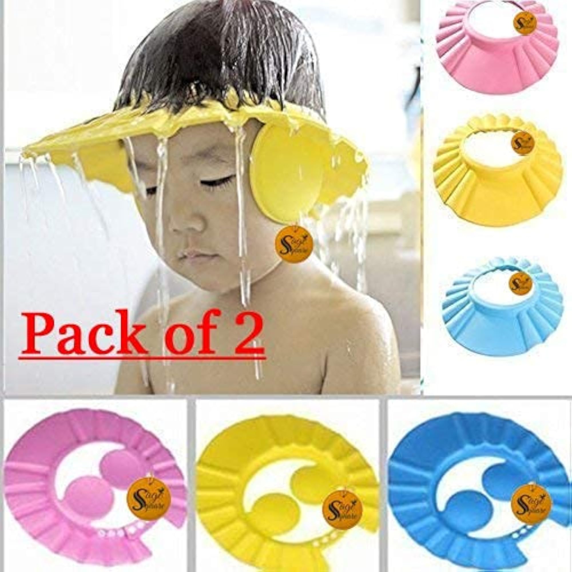 Adjustable Baby Shower Cap with Ear Protector, Pack of 2