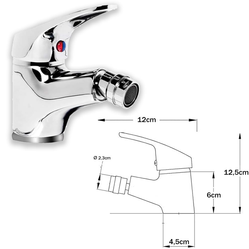 Rubinetto Bagno Lavabo e Bidet Ottone Cromato Coppia Miscelatori