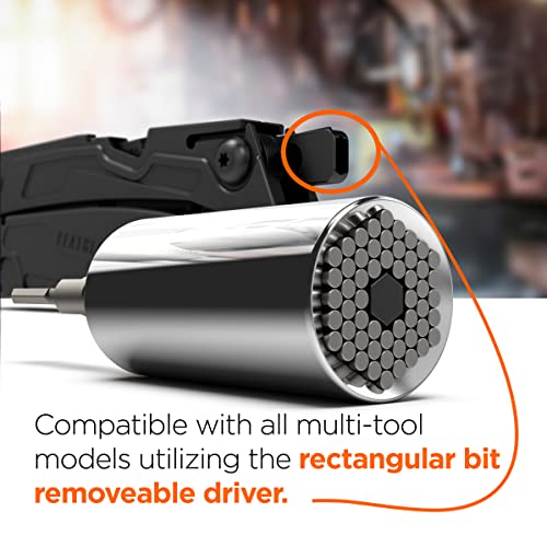 Galvanox Universal Socket Adapter Compatible with Leatherman Flat Bit System - Skeletool, Surge, MUT, Wave Plus and Signal Multitool Kit Set (Multi-Tool Accessories)