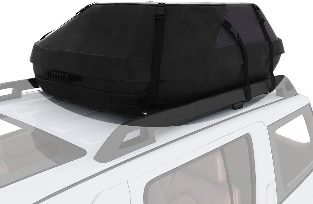 20 Cubic Car Cargo Roof Bag - Waterproof Duty Car Roof Top Carrier - Easy to Install Soft Rooftop Luggage Carriers with Wide Straps 20 Cubic Feet