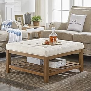 24KF Large Square Upholstered Tufte...