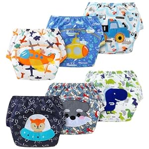 AUYAO Baby Töpfchen Trainingshose 6Pcs Baumwolle Kinder Töpfchentraining Unterwäsche Toilettentraining Höschen Kleinkinder Töpfchen Hosen Kinder Trainingshosen Jungen Mädchen Trainerhose 2-3 Jahre L
