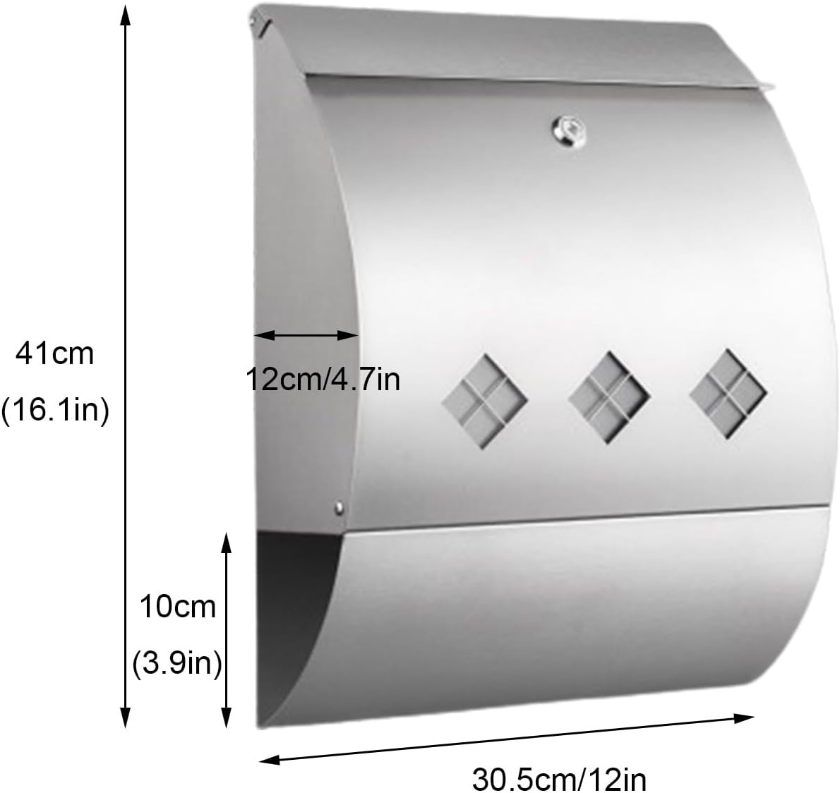 Wall Mount Mailboxes, Rainproof Galvanized Steel Mailbox Wall Mount, Locking Mail Boxes for House with Key Lock, Sliver Mailboxes for Outside