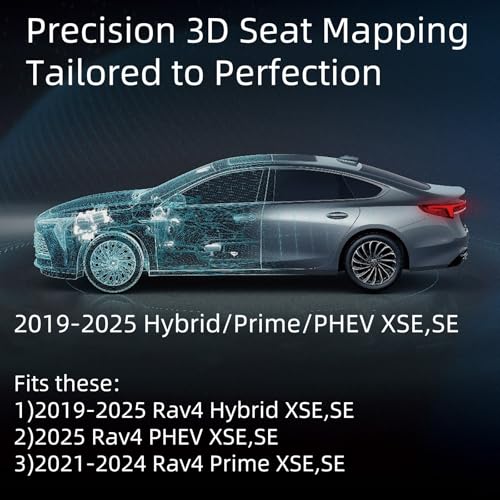 EKR Rav4 Seat Covers Custom Fit for Toyota Rav4 2021-2024 Prime SE,XSE & 2019-2025 Hybrid/PHEV SE,XSE, Leather Truck Seat Cover Full Set for SUV,Faux Leather(Black)