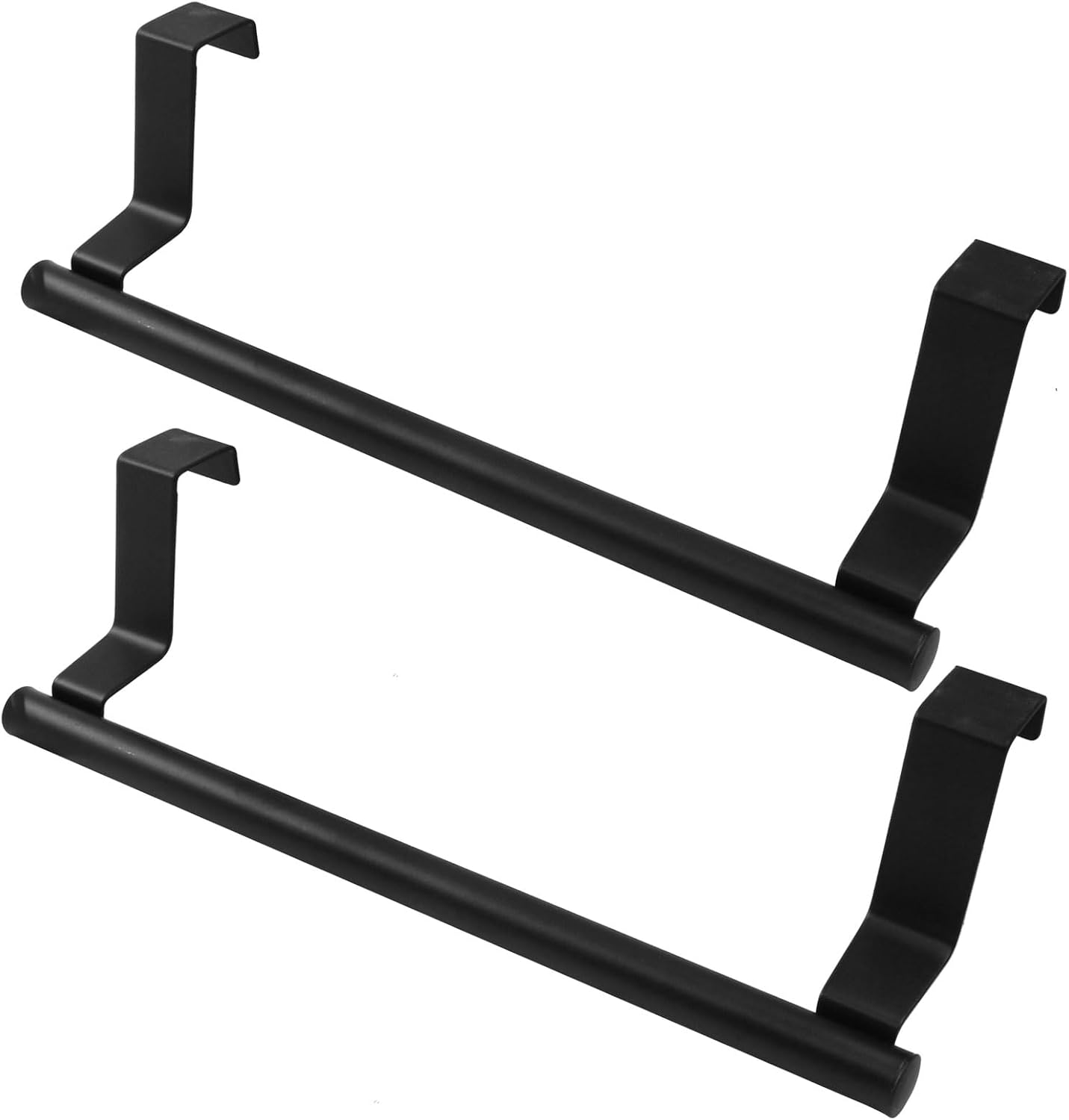 2 Pack Over Cabinet Towel Holder, Black, 9 Inch