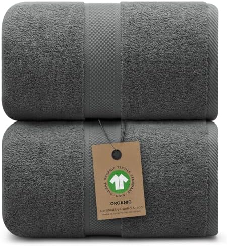 100% Organic Luxury Bath Sheets - GOTS Certified - Extra Large 35x70 Inches (Pack of 2) Zero-Twist, Long-Staple Cotton Bath Sheet Set - Thumbnail 3