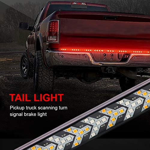 LncBoc Tailgate Light Bar 60 Inches Side Bed Light Strip 3528-450Led Waterproof Ip67 5-Function Brake, Running, Hazard and Turn Signal Light&Scanning Functions for Pickup Trailer Car Towing Vehicle